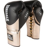 Image of Lonsdale L60 Lace Up Leather Training Gloves BlackGold 12oz